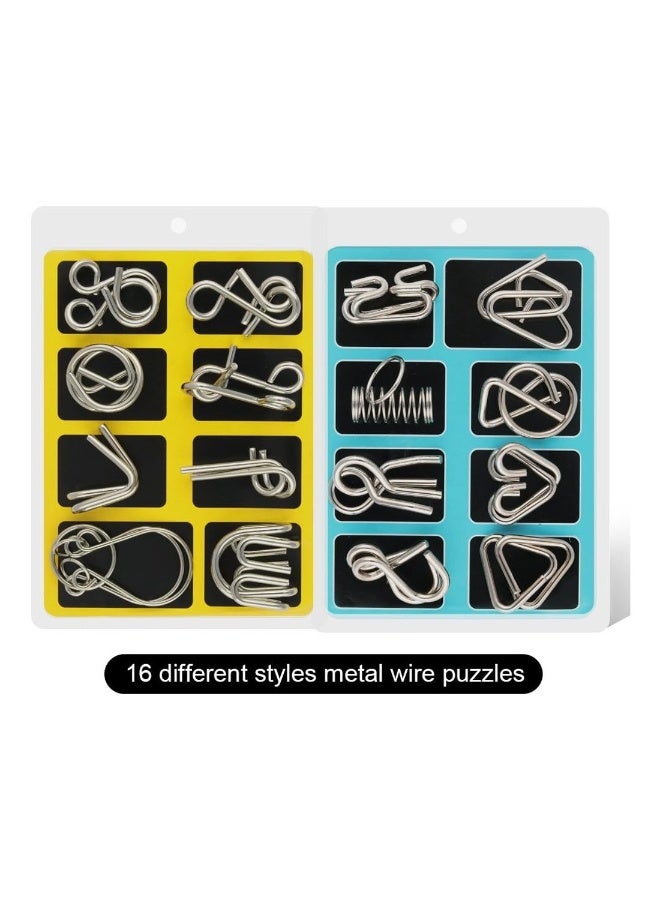 Metal Wire Puzzle Set Of 16 With Pouch Brain Teaser IQ Test Disentanglemen Iron Link Unlock Puzzles Game Magic Trick Toy Gift  - Image 4
