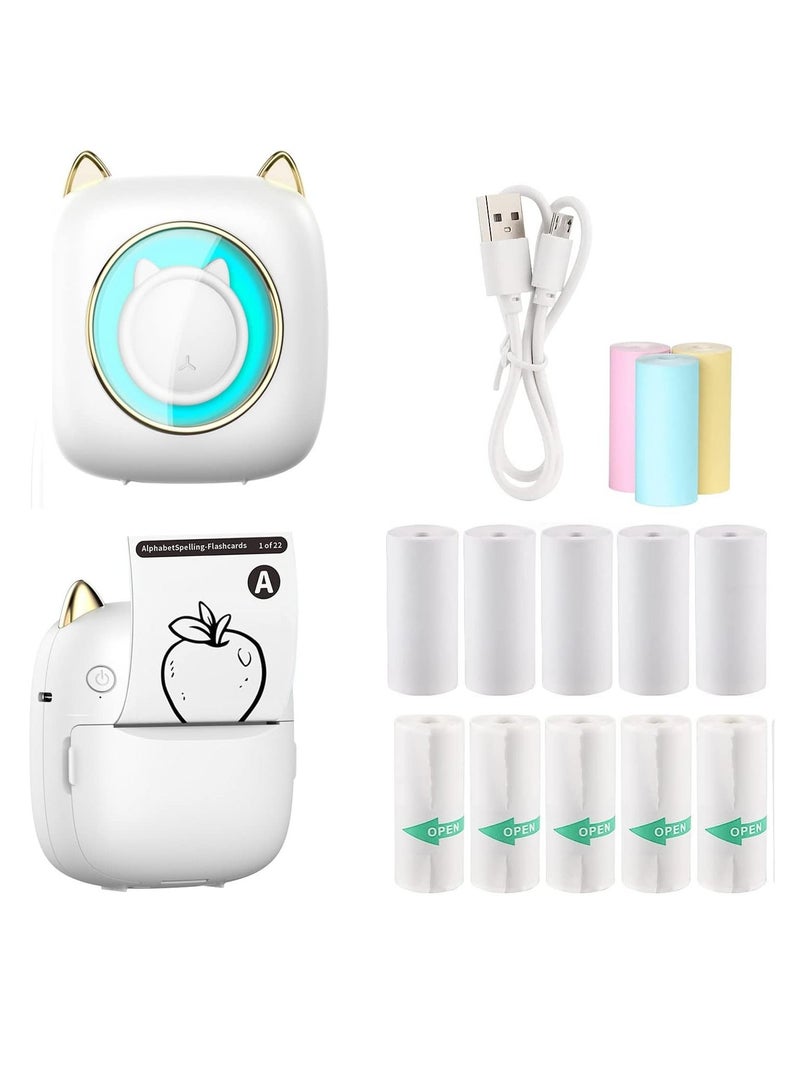 رايتشر طابعة صغيرة محمولة / طابعة حرارية الجيب مع 13 لفة من الورق / طابعة بلوتوث اللاسلكية الذكية للصور / الرجعية نمط الصور / الإيصالات / الملاحظات / القوائم / العلامات - Image 1