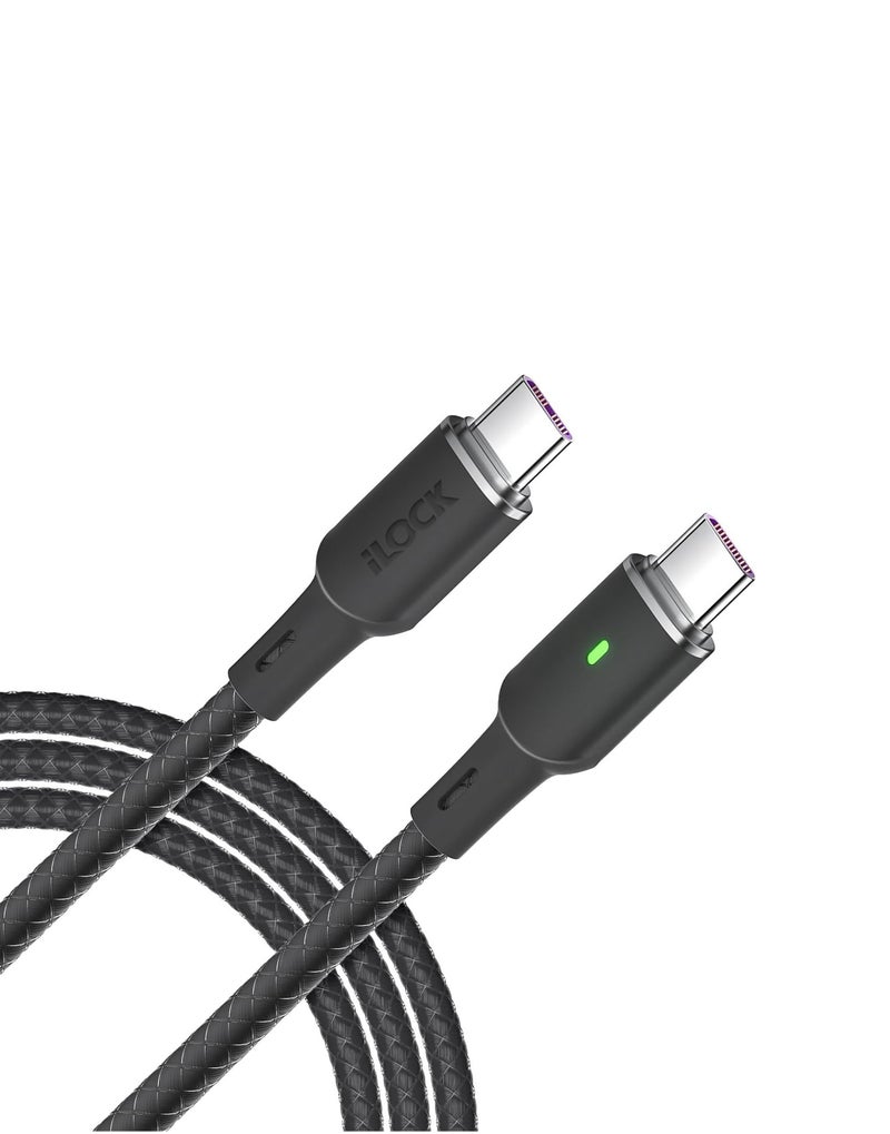 iLOCK Fast Charging Cable 100 Watt USB-C to Type-C | Braided Cable | Green LED Indicator - Image 2
