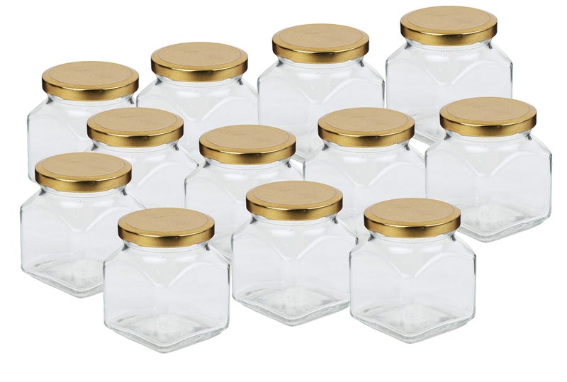 Pure Source India Crystal Clear Glass Jar Container Airtight Food Safe BPA Free, Multi Purpose Jars – 100 Gm, Pack of 12 Piece, Clear - Image 1