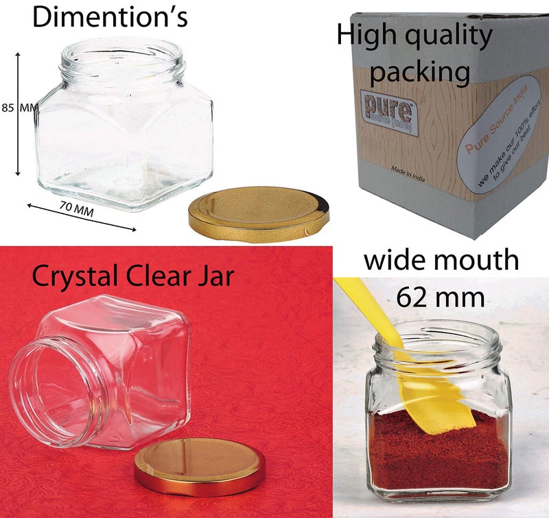 Pure Source India Crystal Clear Glass Jar Container Airtight Food Safe BPA Free, Multi Purpose Jars – 100 Gm, Pack of 12 Piece, Clear - Image 3