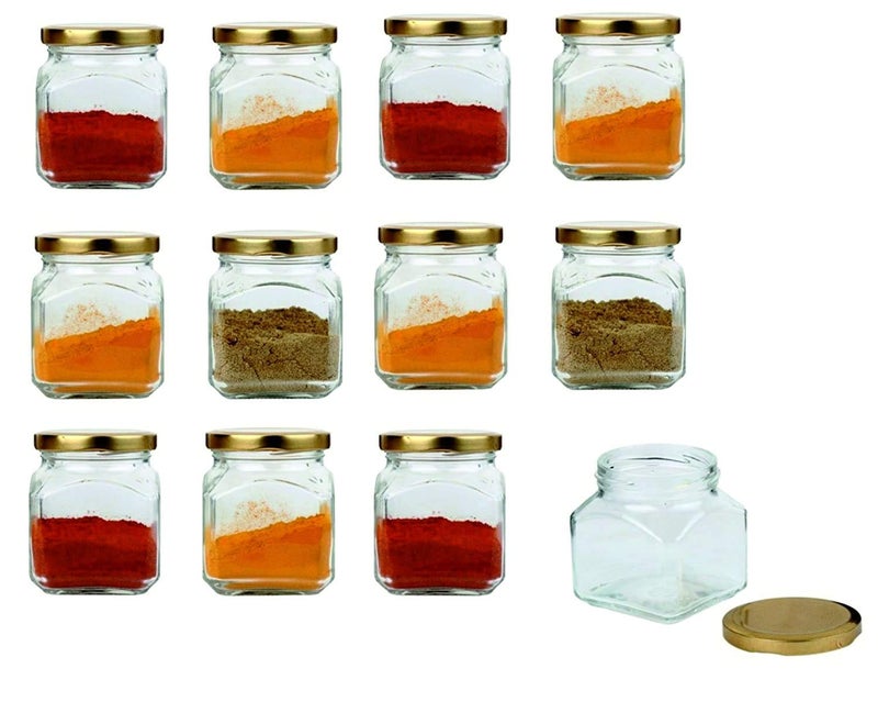 Pure Source India Crystal Clear Glass Jar Container Airtight Food Safe BPA Free, Multi Purpose Jars – 100 Gm, Pack of 12 Piece, Clear - Image 2