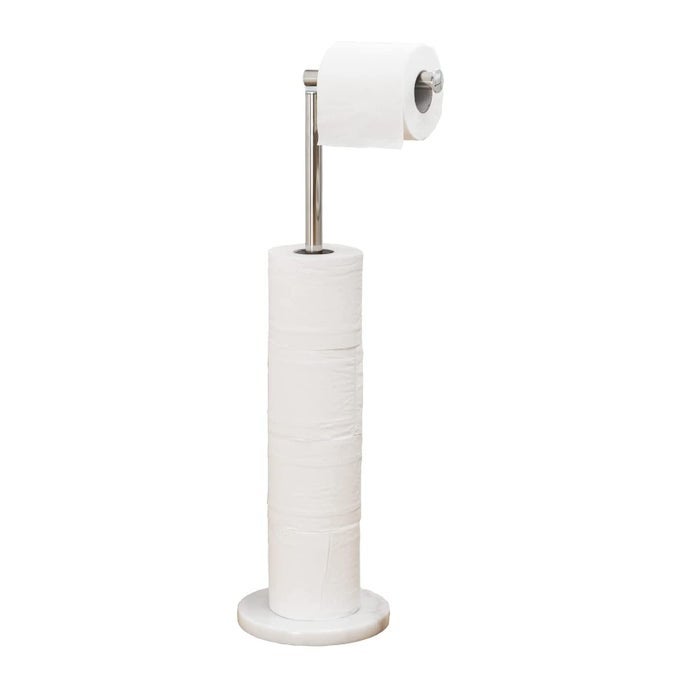 TOILET PAPER HOLDER STAND FREE STANDING TISSUE ROLL HOLDER HEAVY NATURAL MARBLE BASE STURDY FOR 5 TOILET PAPER ROLLS MARBLE BASE BRUSHED NICKEL