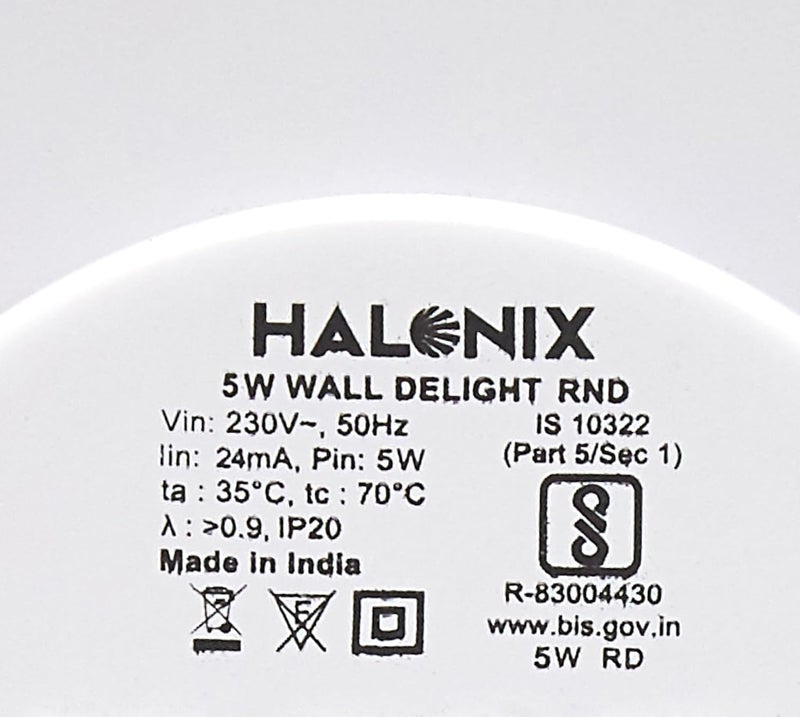Halonix Ram 5W Round Glow Wall DeLight Spiritual Slim Ram downlighter CCT6500K Cool Day Light Easy Push fit Installation Ceiling and Wall downlighter Gate Light tample Light Pack 1 - Image 3
