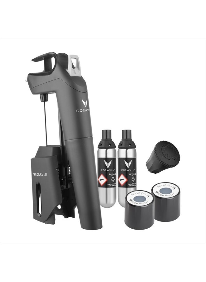 Coravin Timeless Three Plus Wine Preservation System - By-the-Glass Wine Saver - With 2 Pure Argon Gas Capsules & Wine Aerator - Black  - Image 1