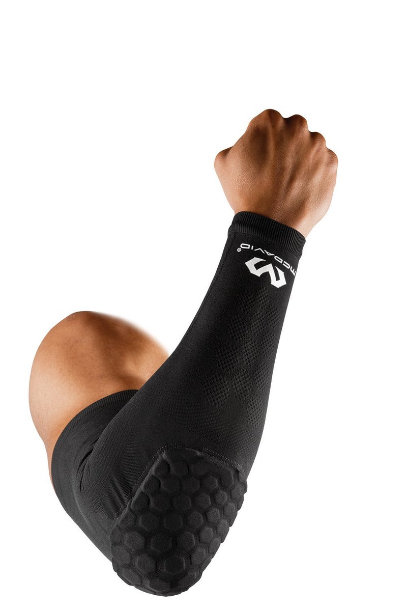McDavid Elbow and Arm Compression Sleeve with HEX padding. For Basketball, Football, Baseball and more. Knit Airflow and UV Protection - Image 1
