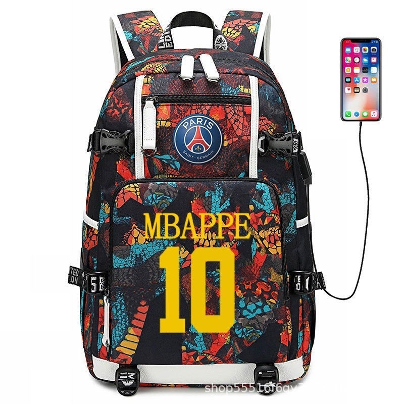 Football Star Backpack for Kids & Adults - Large Capacity Sports Backpack with USB Port, Waterproof Oxford Fabric, Breathable & Durable, Ideal for Soccer, Basketball, Gym, Travel