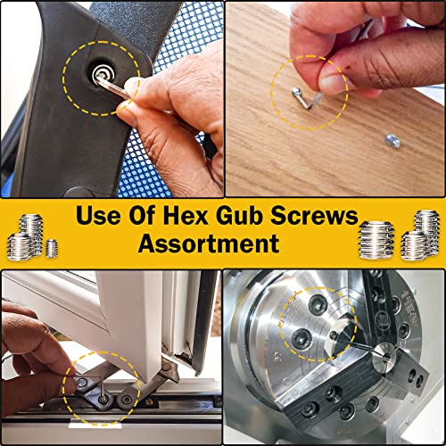FIXXELY Cone Point Set Screws 48 Pcs (M3,M4,M5,M6) Hex Head - Metric 304 Stainless Steel Grub Screws Assorted Sizes Ideal for Home Repairs, Bathroom Fixtures and More - Image 4