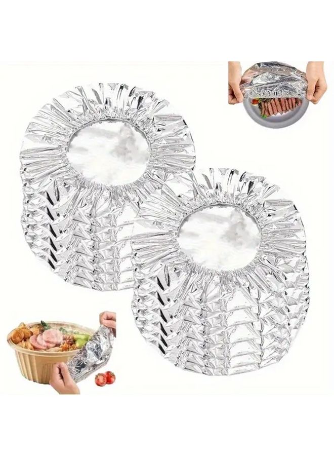 50 Pcs Reusable Aluminum Foil Food Covers Heat Resistant Adjustable for Bowls Plates - Image 5