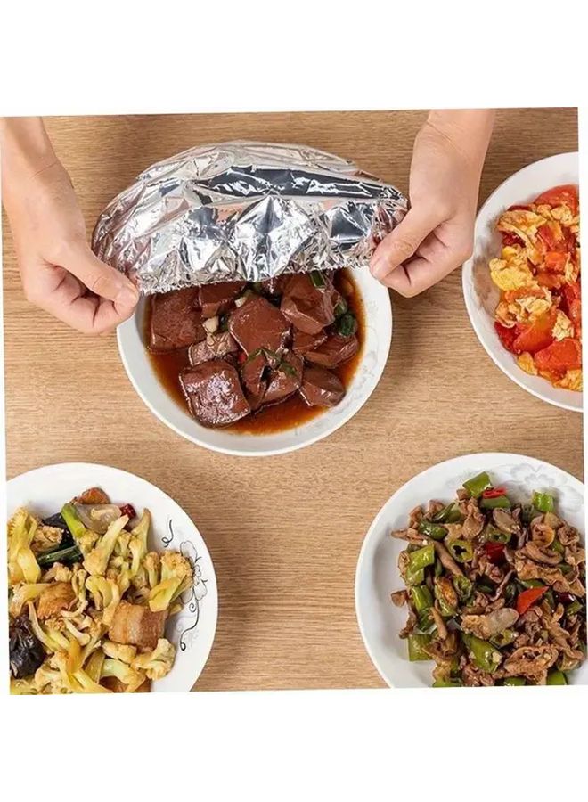 50 Pcs Reusable Aluminum Foil Food Covers Heat Resistant Adjustable for Bowls Plates - Image 3