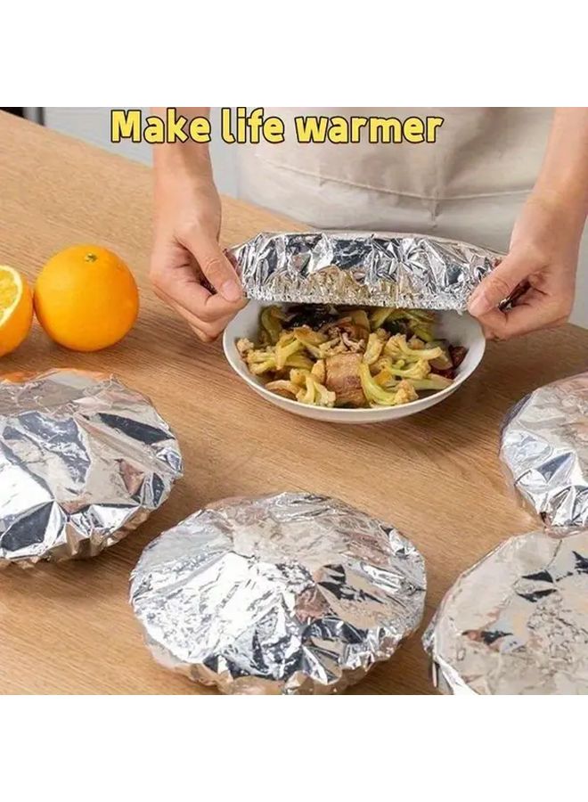 50 Pcs Reusable Aluminum Foil Food Covers Heat Resistant Adjustable for Bowls Plates - Image 2