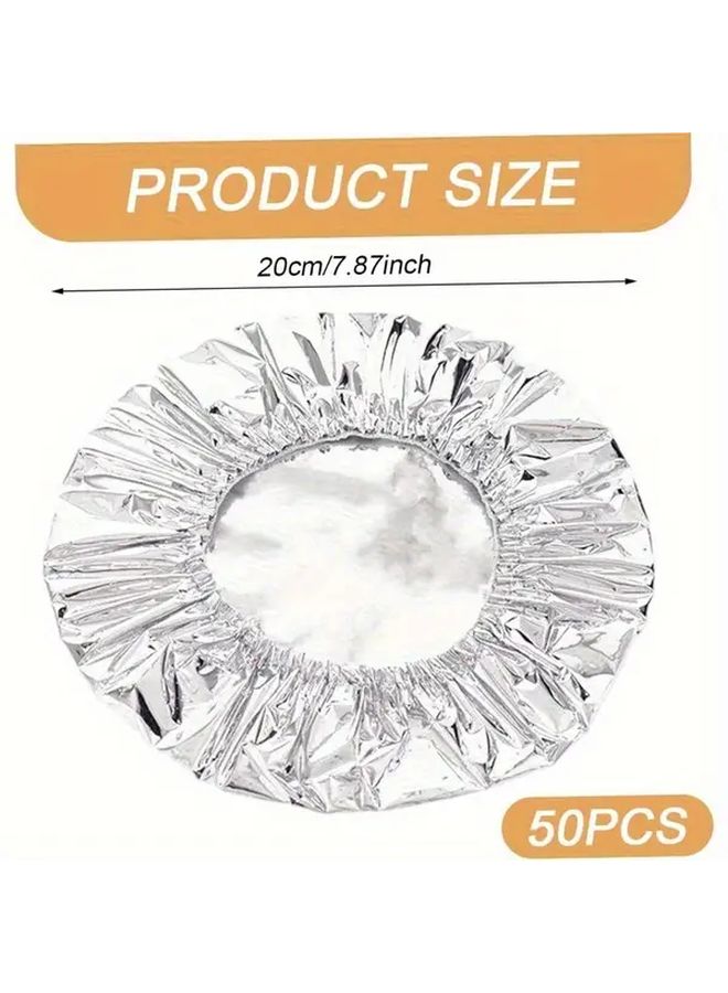50 Pcs Reusable Aluminum Foil Food Covers Heat Resistant Adjustable for Bowls Plates - Image 4