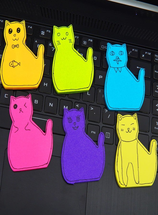 HSYMQ Cute Cat Sticky Notes, 6Pack 6 Bright Color Kawaii Sticky Notes for Cats Lover (6 Colors Shape 1) - Image 4
