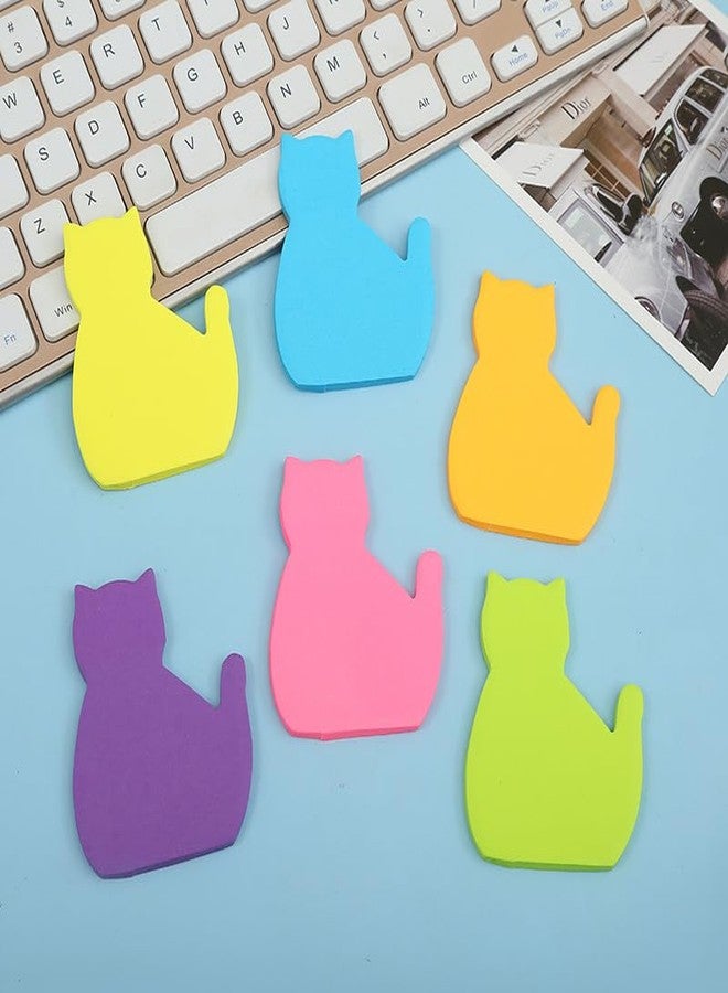 HSYMQ Cute Cat Sticky Notes, 6Pack 6 Bright Color Kawaii Sticky Notes for Cats Lover (6 Colors Shape 1) - Image 3