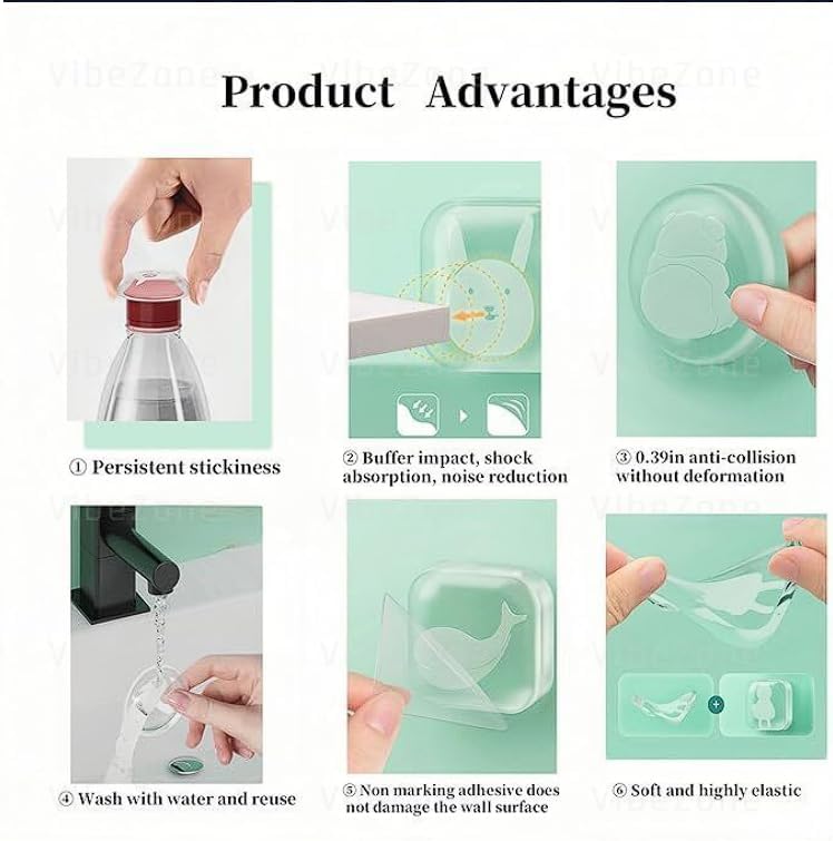 Agabani Silicone Crush Pad Door Stopper Soft Durable and ShockAbsorbing Wall Protector for Home Office Furnitureand Preventing Door Damage and Reducing NoisePack of 6 - Image 3