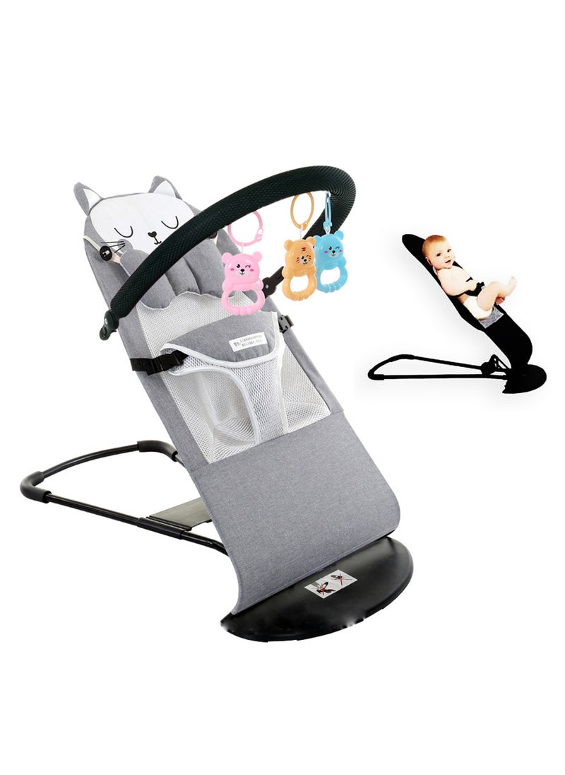 ARNOTEC - Baby Rocking Chair for Newborn to Toddler (0-2 Years), Foldable Bouncer Seat with Toy Bar, 3-Point Safety Harness, Breathable Mesh Fabric, Portable Infant Lounger for Soothing & Play - Image 1
