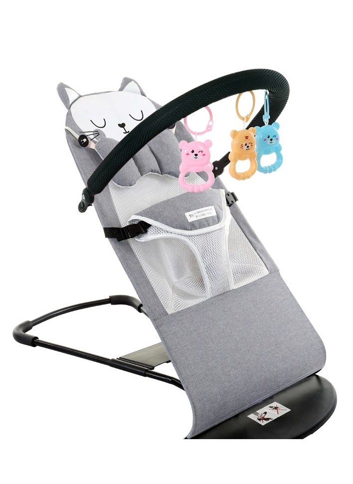 ARNOTEC - Baby Rocking Chair for Newborn to Toddler (0-2 Years), Foldable Bouncer Seat with Toy Bar, 3-Point Safety Harness, Breathable Mesh Fabric, Portable Infant Lounger for Soothing & Play - Image 1