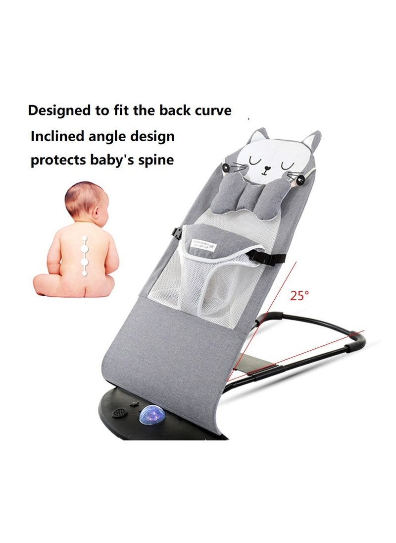 ARNOTEC - Baby Rocking Chair for Newborn to Toddler (0-2 Years), Foldable Bouncer Seat with Toy Bar, 3-Point Safety Harness, Breathable Mesh Fabric, Portable Infant Lounger for Soothing & Play - Image 1