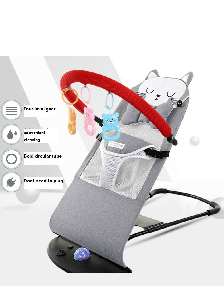 ARNOTEC - Baby Rocking Chair for Newborn to Toddler (0-2 Years), Foldable Bouncer Seat with Toy Bar, 3-Point Safety Harness, Breathable Mesh Fabric, Portable Infant Lounger for Soothing & Play - Image 1
