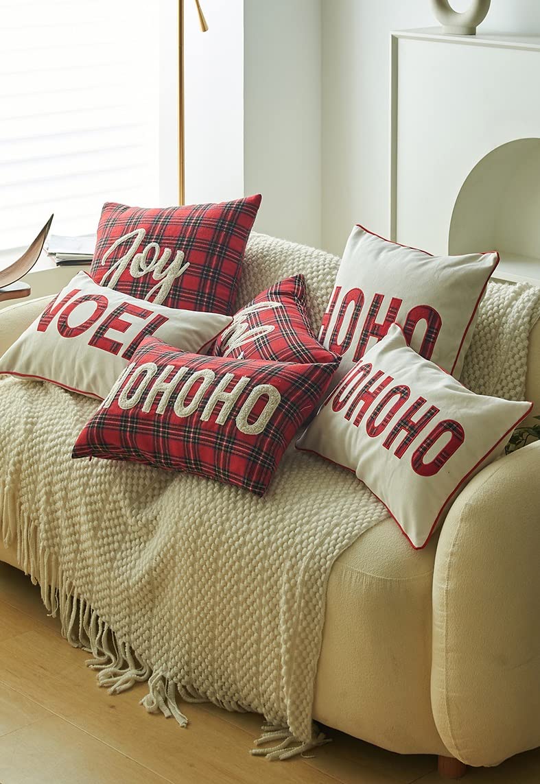 The Purple Tree HOHO Christmas Embroidery Cushion for Living Room Sofa (Pack of 1, 12x18 inch, Scottish Tartan) Christmas Theme Cushion, Sofa Cushion, - Image 3