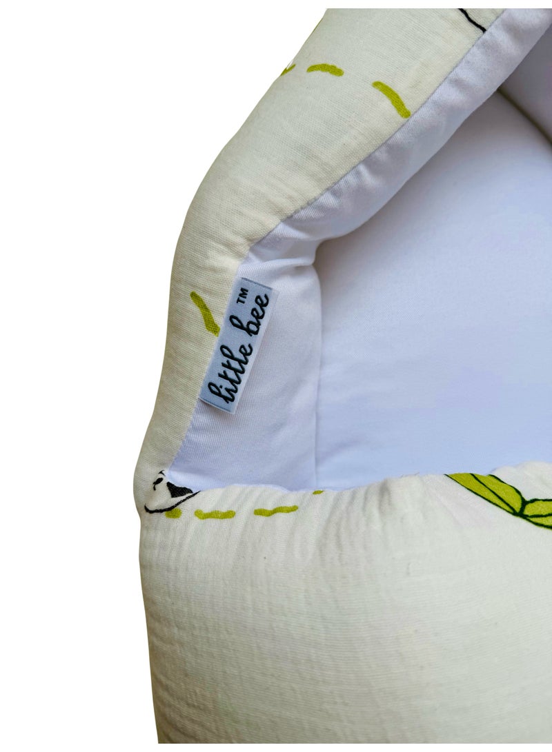 Little Bee 3 in 1 Baby bed, Sleeping Bed and Carry Nest, Portable bassinet Muslin Cotton New Born Bedding  Panda Print White (0-6 Months) (Light Weight),1 pack . - Image 5