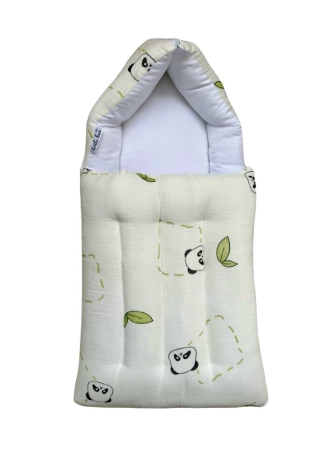 Little Bee 3 in 1 Baby bed, Sleeping Bed and Carry Nest, Portable bassinet Muslin Cotton New Born Bedding  Panda Print White (0-6 Months) (Light Weight),1 pack . - Image 1