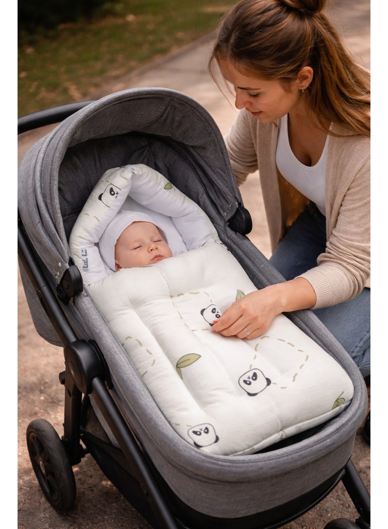 Little Bee 3 in 1 Baby bed, Sleeping Bed and Carry Nest, Portable bassinet Muslin Cotton New Born Bedding  Panda Print White (0-6 Months) (Light Weight),1 pack . - Image 3