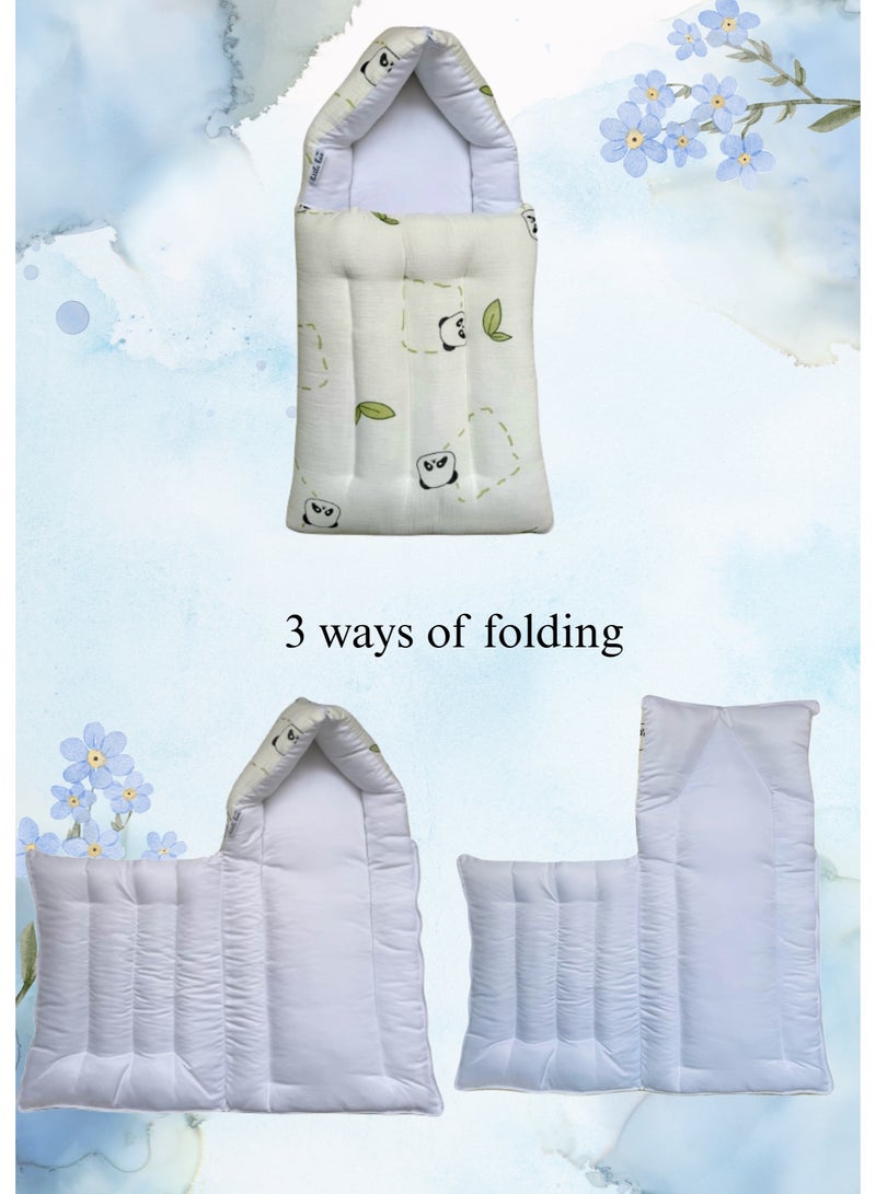 Little Bee 3 in 1 Baby bed, Sleeping Bed and Carry Nest, Portable bassinet Muslin Cotton New Born Bedding  Panda Print White (0-6 Months) (Light Weight),1 pack . - Image 4