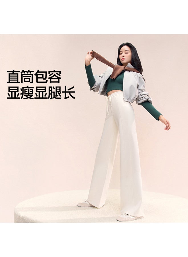 SIINSIIN Women'S Sweatpants, New Autumn And Winter Collection, Drape-Fit Versatile Style, Petite-Friendly Slimming Effect, Fleece-Lined High-Waist Wide-Leg Pants, Casual Trousers With Sporty Fashion - Image 2