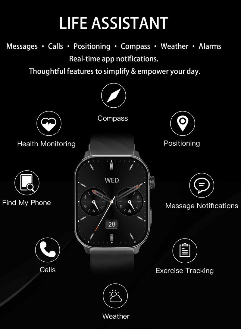 رولستيمي ساعة ذكية للرجال ، شاشة كاملة مقاس 2.01 بوصة ، مقاومة للماء 1 أتم ، تتبع نظام تحديد المواقع متعدد الأنظمة ، مراقبة صحية 24/7 ، 100 + وضع رياضي ، بطارية عالية السعة ، ساعة رياضية ذكية ، شريط 300 أسود - Image 5