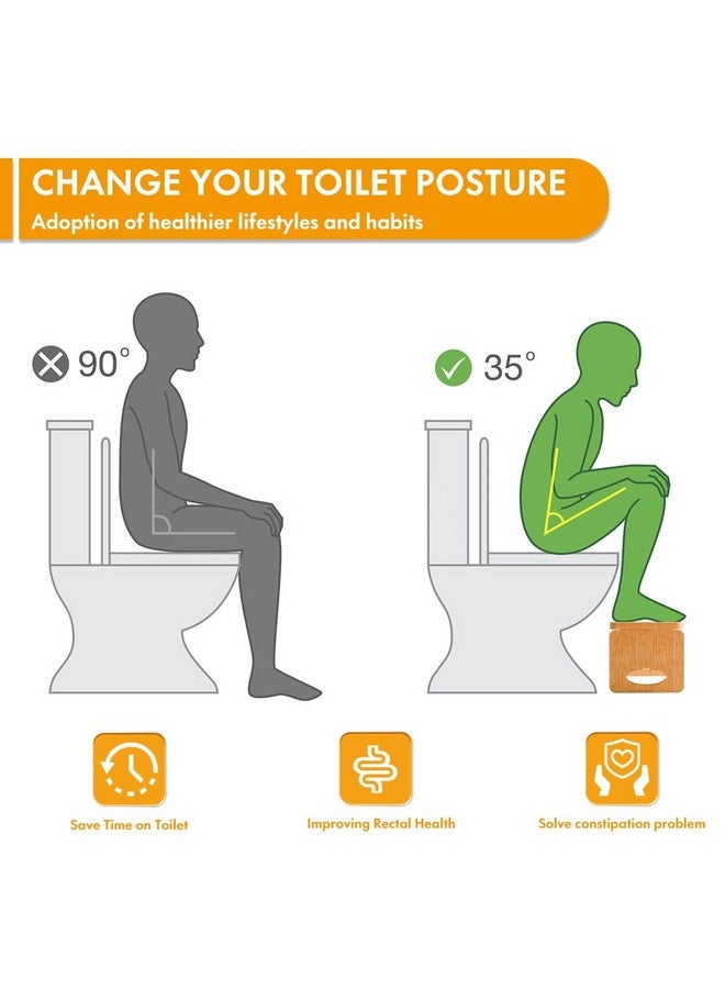 Beinilai Beinilai Foldable Toilet Stool,7 Inches Poop Stool for Bathroom,Bamboo Toilet Stool Squat Adult,Potty Stool with 2 Packs Anti-Slip Strip - Image 4