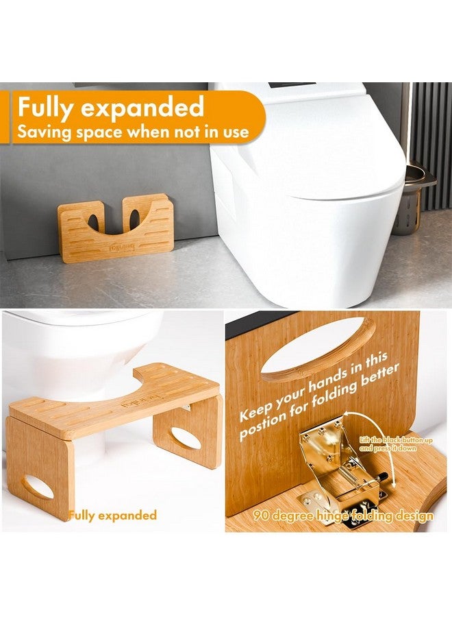 Beinilai Beinilai Foldable Toilet Stool,7 Inches Poop Stool for Bathroom,Bamboo Toilet Stool Squat Adult,Potty Stool with 2 Packs Anti-Slip Strip - Image 3