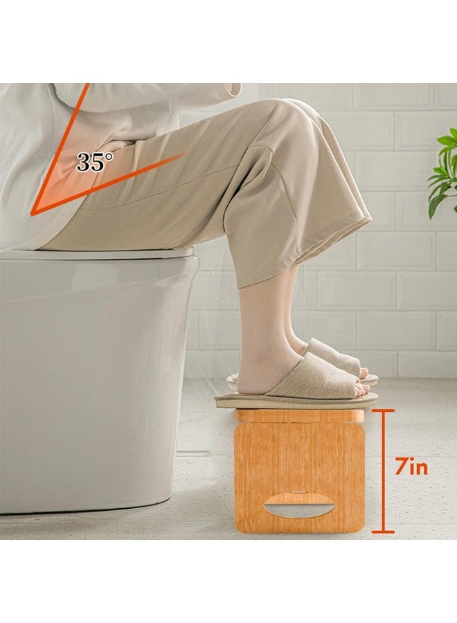 Beinilai Beinilai Foldable Toilet Stool,7 Inches Poop Stool for Bathroom,Bamboo Toilet Stool Squat Adult,Potty Stool with 2 Packs Anti-Slip Strip - Image 1