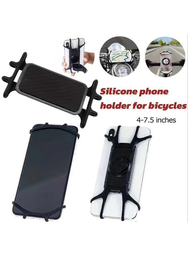 Black Universal Shock Absorbing Silicone Phone Holder For Bicycles Motorcycles 4 7 5 Inch - Image 2