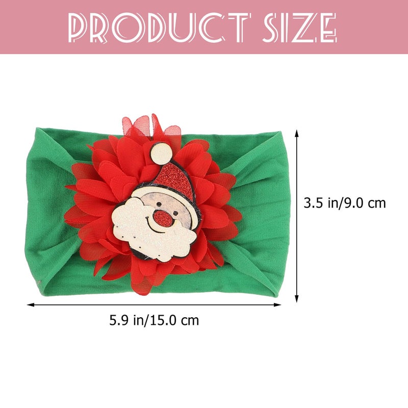Christmas Headbands For Infants 4Pcs Soft Elastic Chiffon Santa Claus Hair Accessories - Image 3