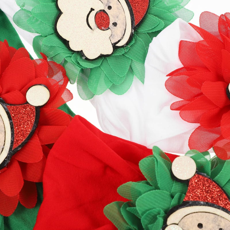 Christmas Headbands For Infants 4Pcs Soft Elastic Chiffon Santa Claus Hair Accessories - Image 4