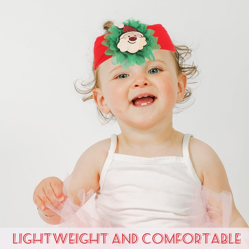 Christmas Headbands For Infants 4Pcs Soft Elastic Chiffon Santa Claus Hair Accessories - Image 5