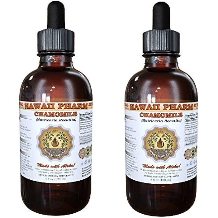 Hawaii Pharm Chamomile Liquid Extract, Chamomile (Matricaria Recutita) Tincture Supplement 2x4 oz - Image 1