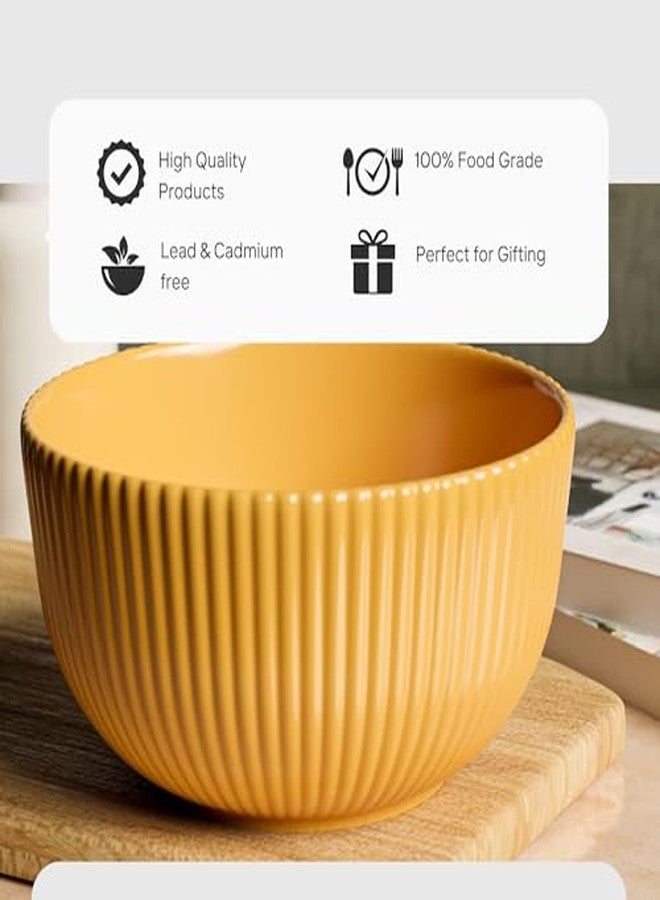 The Earth Store طقم أوعية سيراميك صفراء مزينة بشراشيب من ذا إيرث ستور، قطعتان، سعة كل منهما 550 مل | وعاء للوجبات الخفيفة | هدية مثالية لعيد الميلاد | هدية رأس السنة | للاستخدام اليومي - Image 3