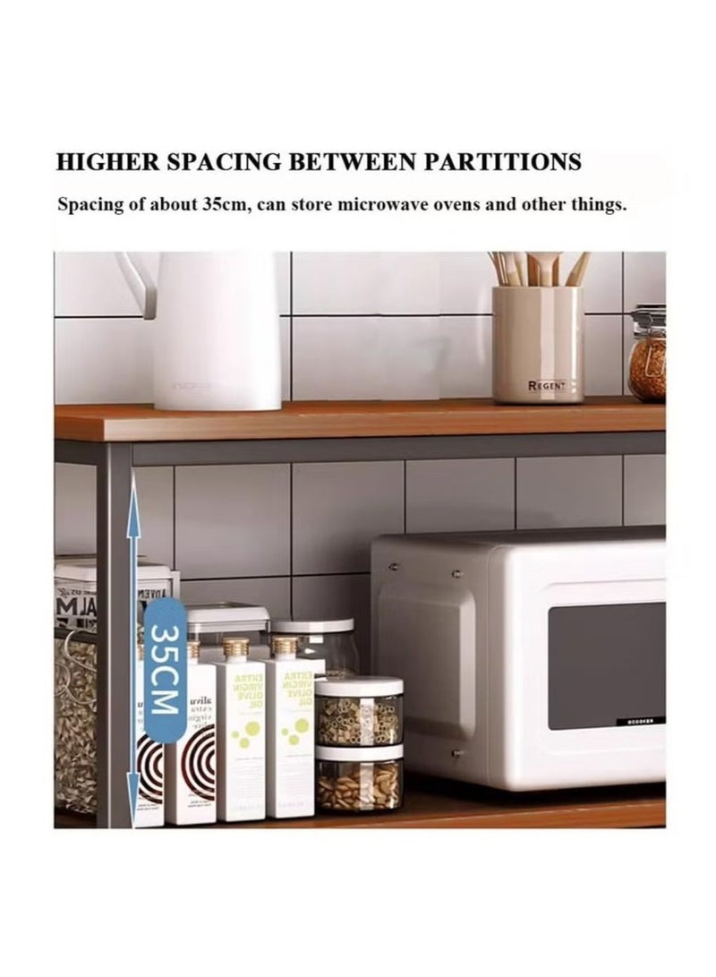 إكسبرت خزانة تخزين للمطبخ مع باب وأرفف، حامل فرن ميكروويف خشبي، أرفف تخزين قائمة بذاتها للمطبخ والحمام والمنزل وغرفة المعيشة 80×30×80 سم - لون خشبي - Image 3