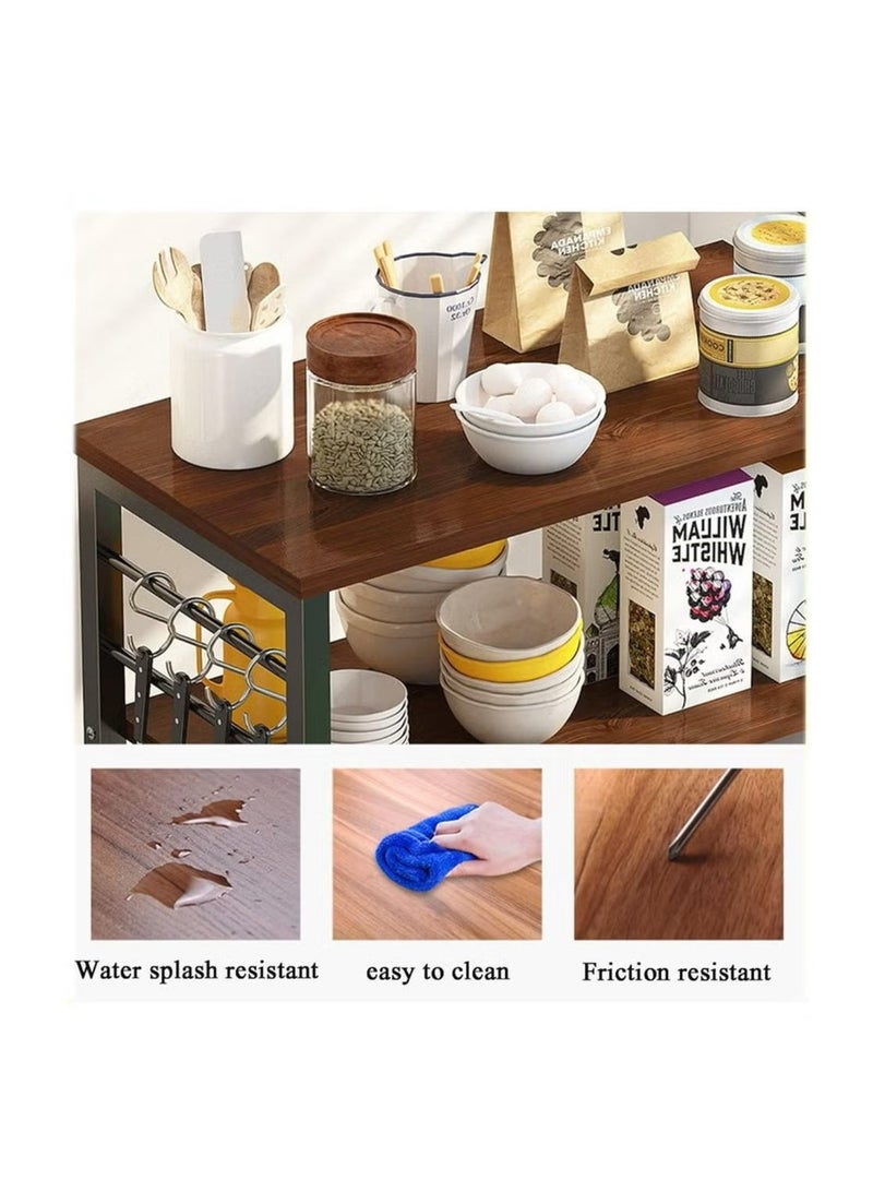 إكسبرت خزانة تخزين للمطبخ مع باب وأرفف، حامل فرن ميكروويف خشبي، أرفف تخزين قائمة بذاتها للمطبخ والحمام والمنزل وغرفة المعيشة 80×30×80 سم - لون خشبي - Image 4