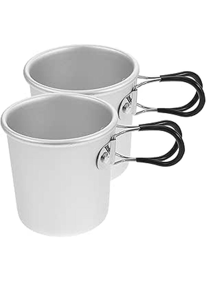Collapsible Aluminum Alloy Camping Cups 2 Pack Portable Folding Handle for Outdoor Hiking Picnic - Image 1