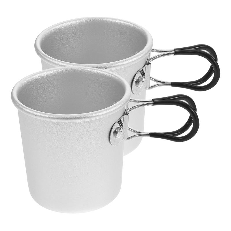 Collapsible Aluminum Alloy Camping Cups 2 Pack Portable Folding Handle for Outdoor Hiking Picnic - Image 2
