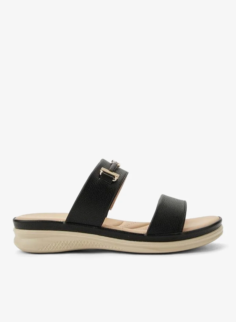 Women Metallic Detail Slide Sandals