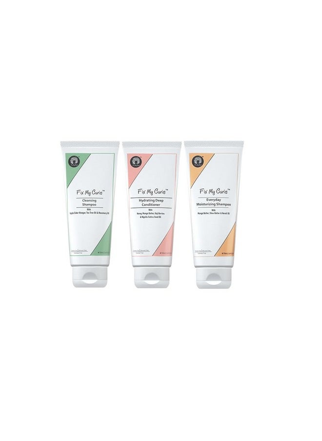 Fix My Curls Wash Day Trio | Cleansing & Moisturizing Shampoo, Hydrating Deep Conditioner | Silicone & Sulphate Free | For Curly, Wavy Hair| 50Ml Each  - Image 1