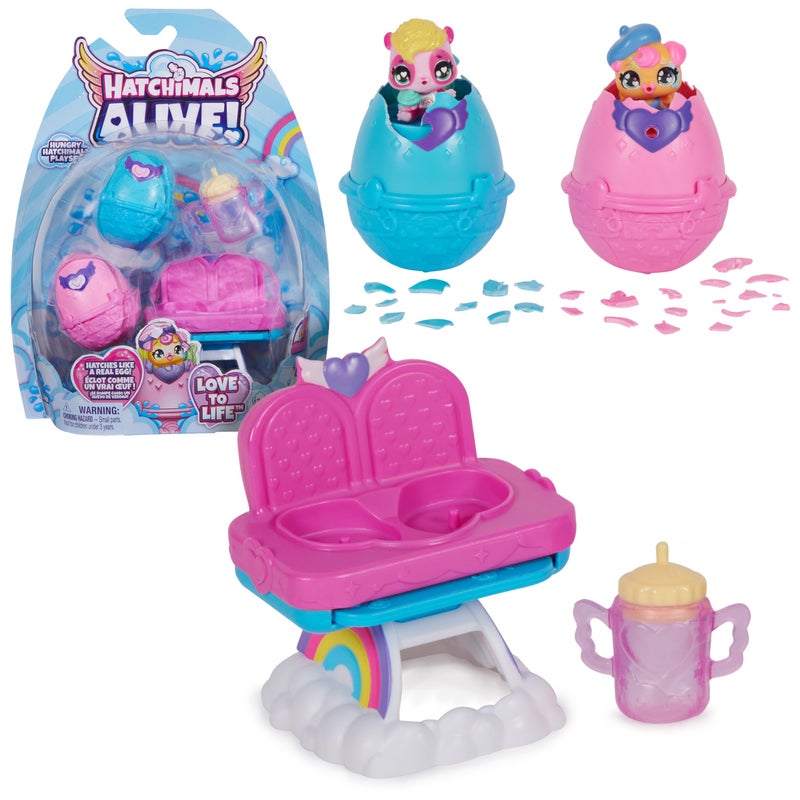 Hatchimals Alive, Hungry Hatchimals Playset with Highchair Toy and 2 Mini Figures in Self-Hatching Eggs, Kids Toys for Girls and Boys Ages 3 and up - Image 1