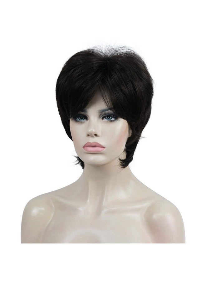 Aimole Short Layered Straight Wigs Synthetic Women'S Wig Full Hair (4 Dark Brown) - Image 3
