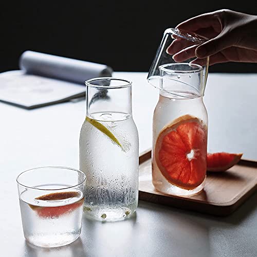 YOUEON 4 Pcs 17 Oz Bedside Water Carafe and Glass Set, Water Carafe with Glass Cup for Nightstand, Glass Mouthwash Bottle, Clear Juice Pitcher, Carafes with Cup for Kitchen, Bedroom or Bathroom - Image 4