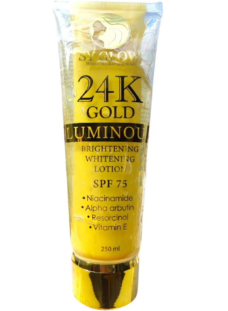 SY GLOW 24K Gold Luminou Brightening Whitening Lotion 250ml - Image 1