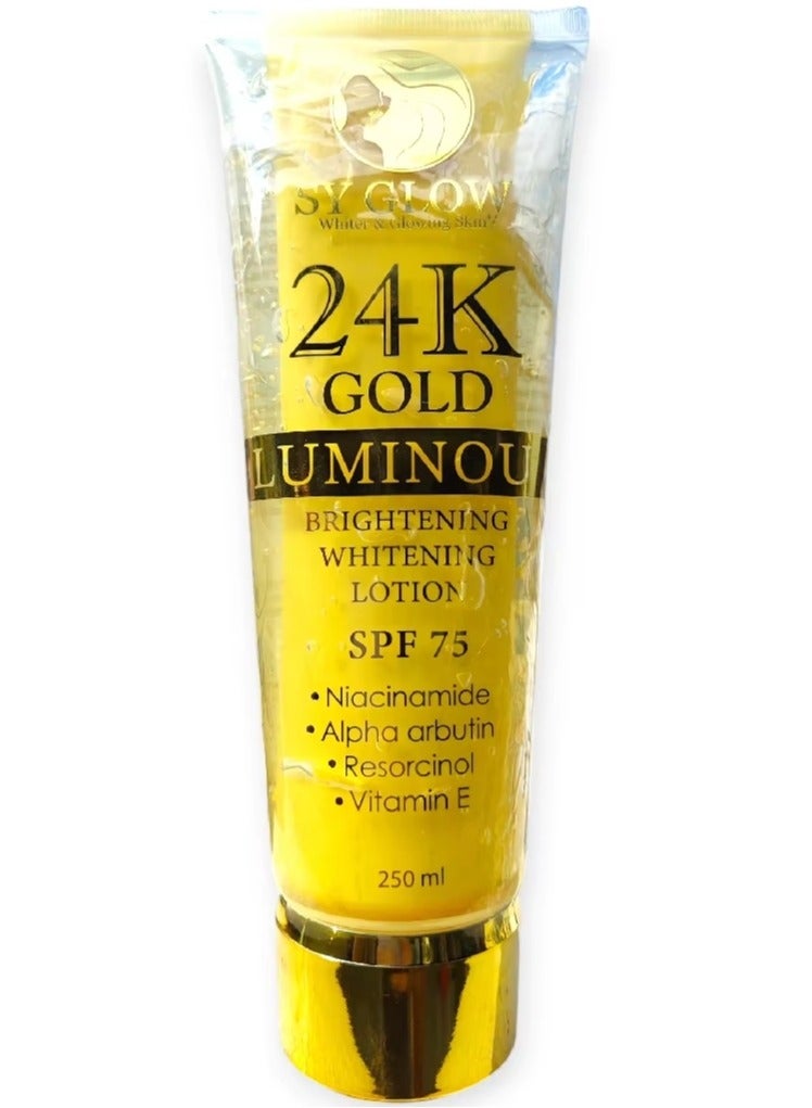 SY GLOW 24K Gold Luminou Brightening Whitening Lotion 250ml - Image 2